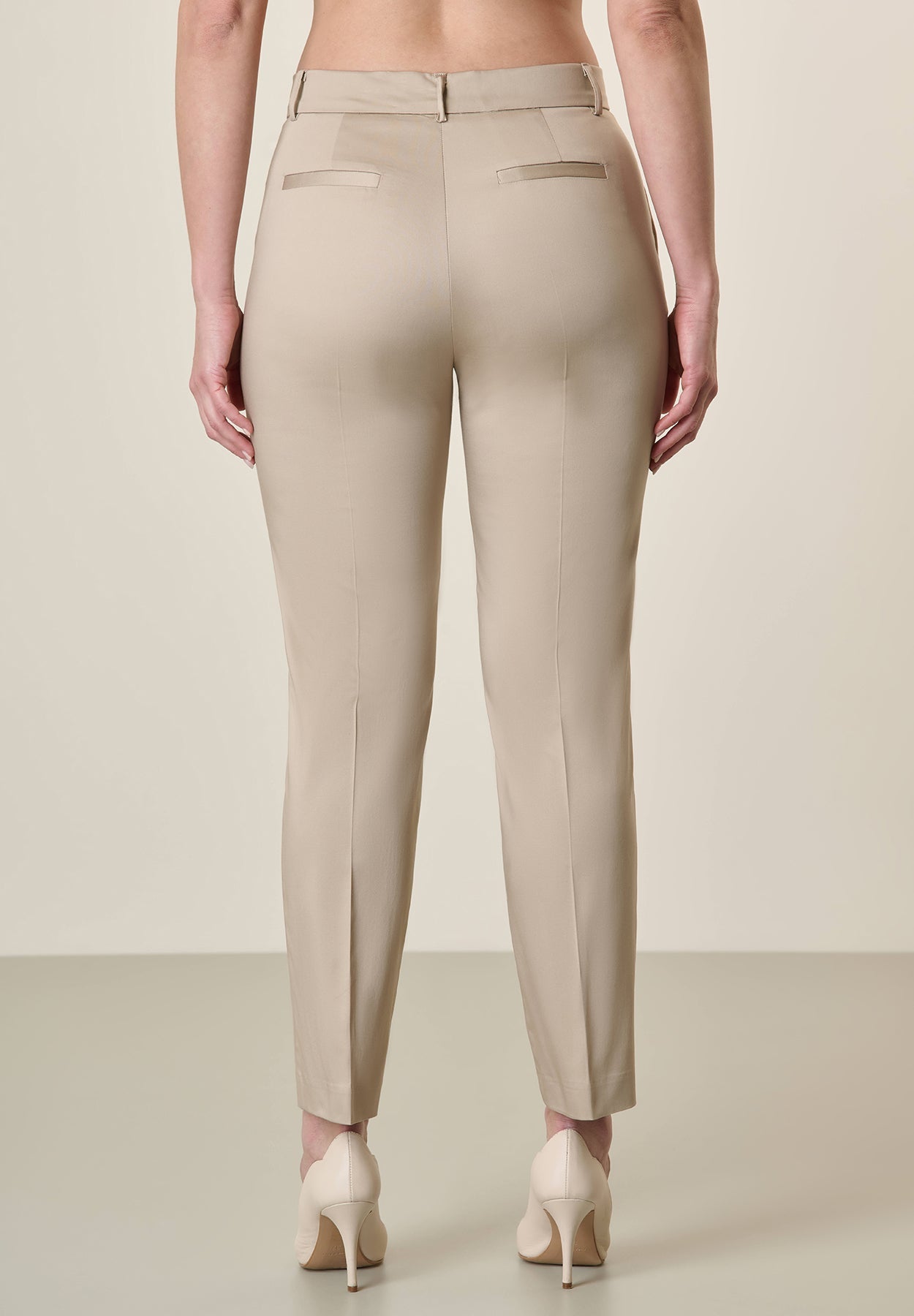 Basic Beige Stretch Cotton Trousers
