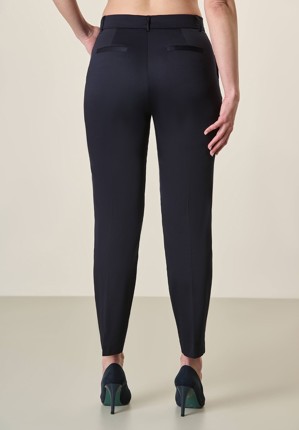 Basic Blue Stretch Cotton Trousers