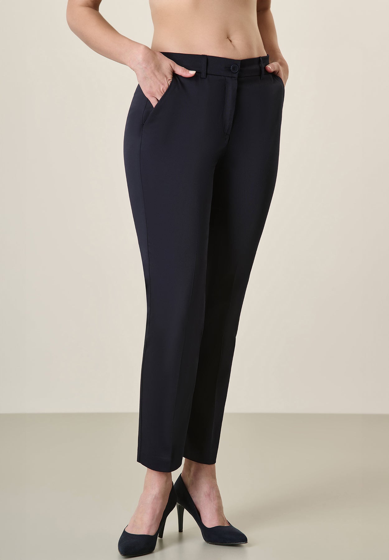 Basic Blue Stretch Cotton Trousers