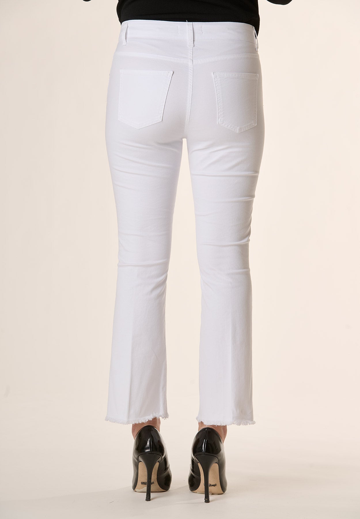 Pantalone bianco trombetta fondo sfrangiato-Angelico