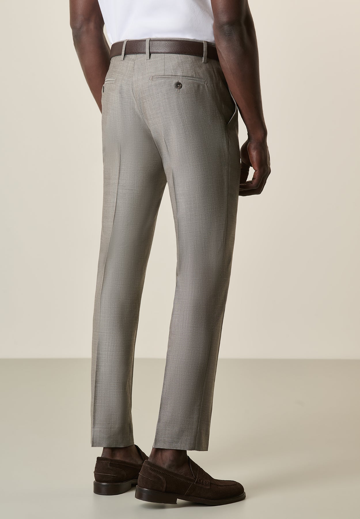 Beige Mohair-Effect Trousers In Custom-Fit Virgin Wool