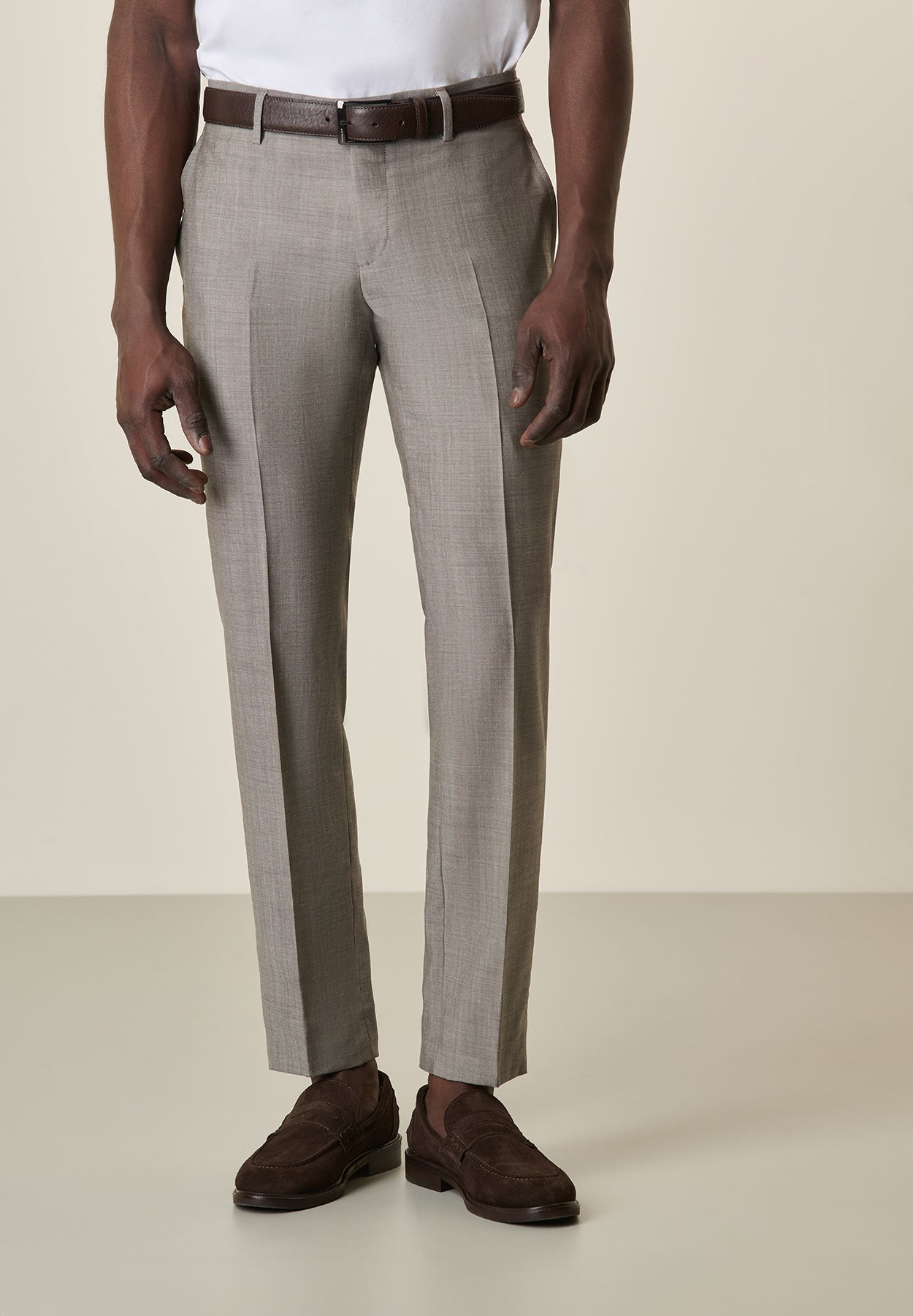 Beige Mohair-Effect Trousers In Custom-Fit Virgin Wool