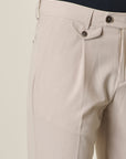 Sand Gabardine Trousers With Custom Fit Pleats
