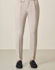 Sand Gabardine Trousers With Custom Fit Pleats