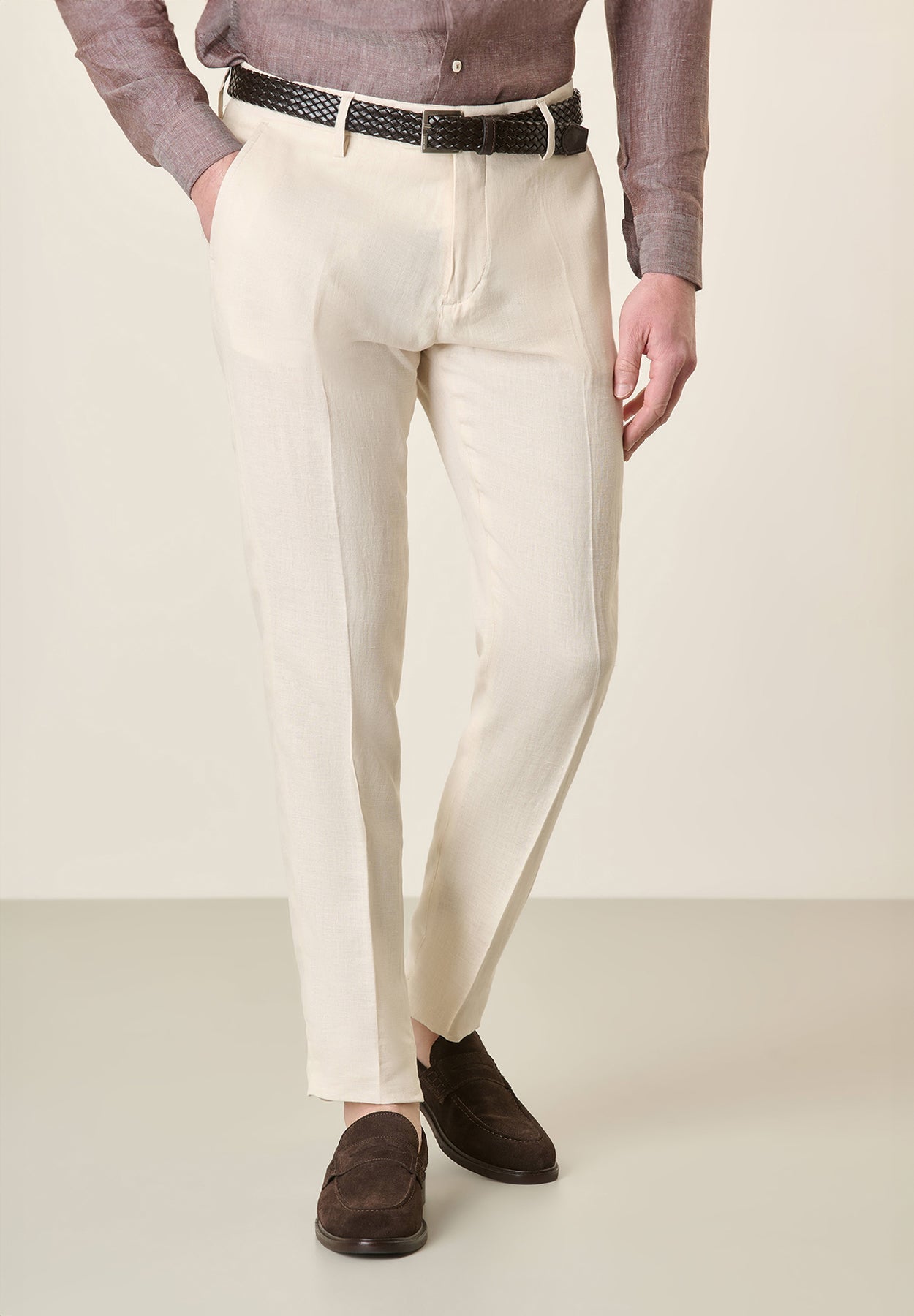 Custom Cream Linen Trousers