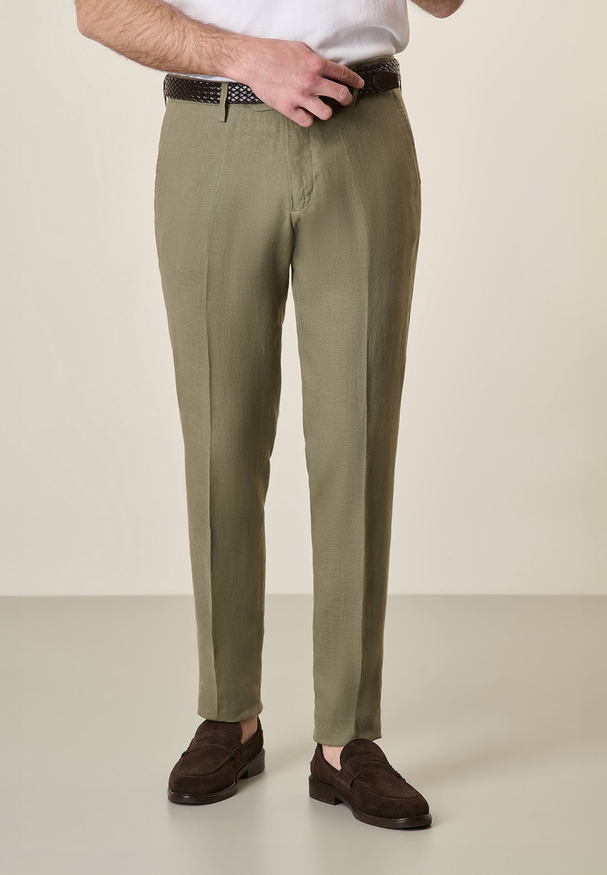 Custom Military Green Linen Trousers