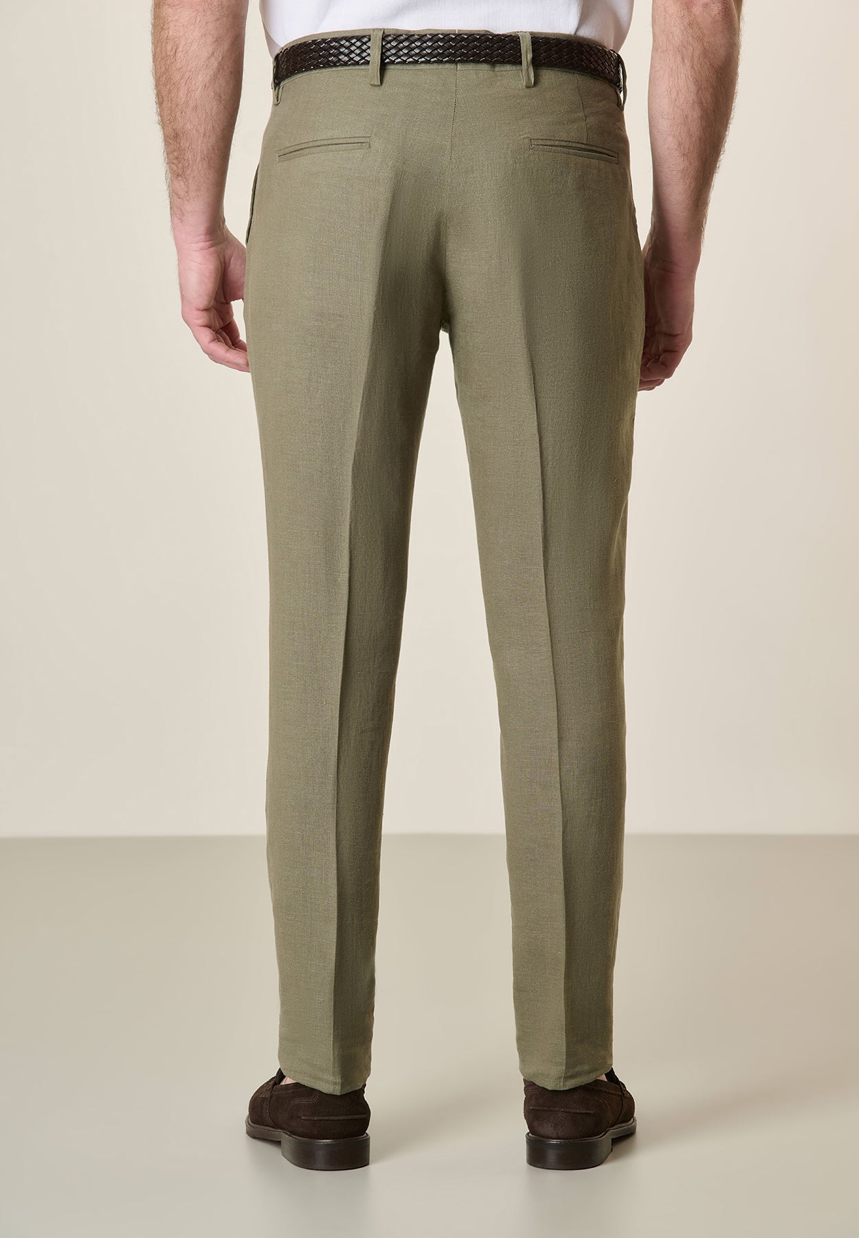 Custom Military Green Linen Trousers