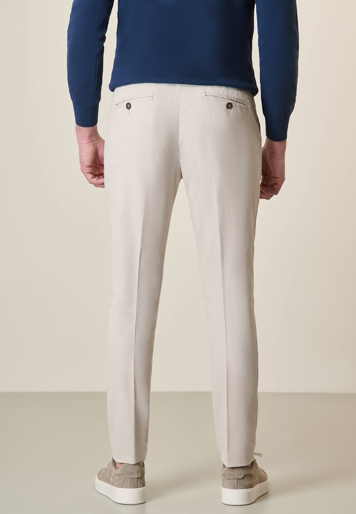 Slim-Fit Light Beige Linen Blend Trousers