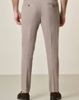 Slim Fit Mud-Colored Linen Blend Trousers