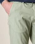 Slim-Fit Light Green Linen Blend Trousers