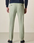 Slim-Fit Light Green Linen Blend Trousers