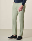 Slim-Fit Light Green Linen Blend Trousers