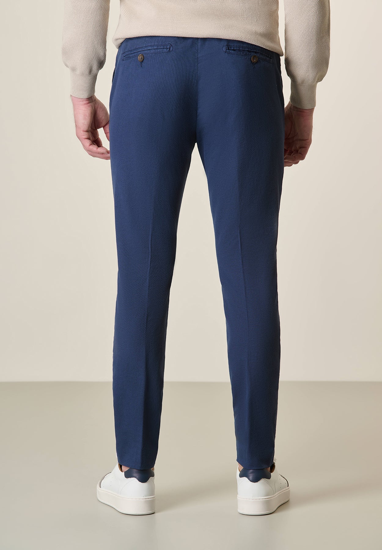 Slim-Fit Light Blue Linen Blend Trousers