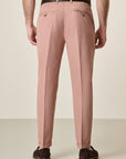 Antique Pink Stretch Cotton-Linen Slim-Fit Trousers