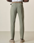 Green Pleated Trousers In Slim-Fit Tencel Cotton