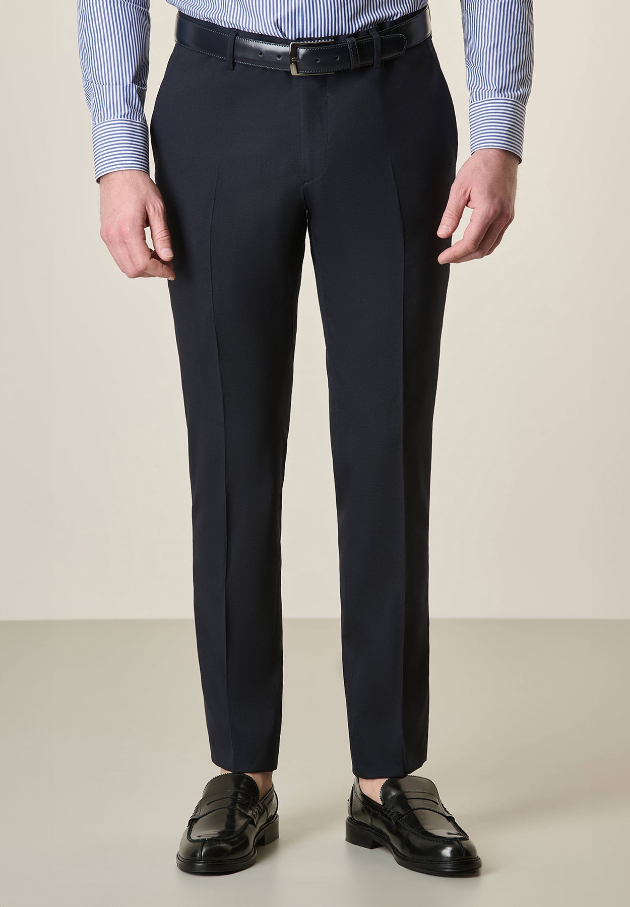 Midnight Blue Virgin Wool Custom Fit Trousers
