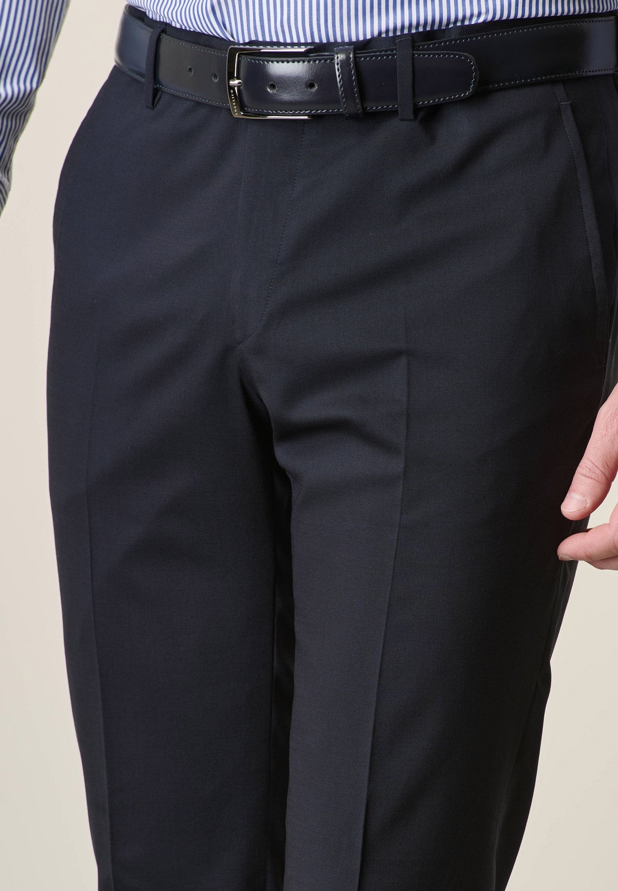 Midnight Blue Virgin Wool Custom Fit Trousers