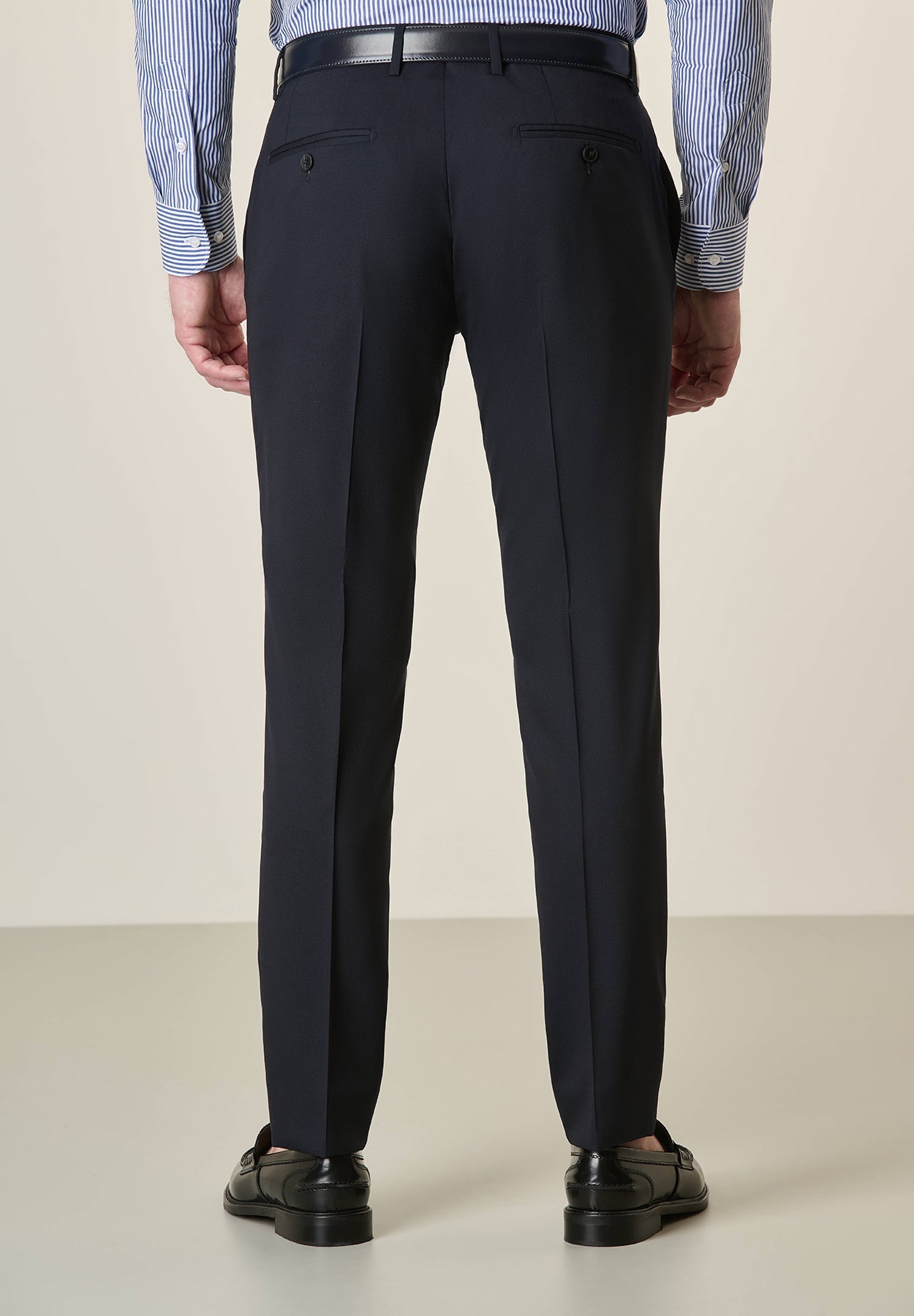 Midnight Blue Virgin Wool Custom Fit Trousers