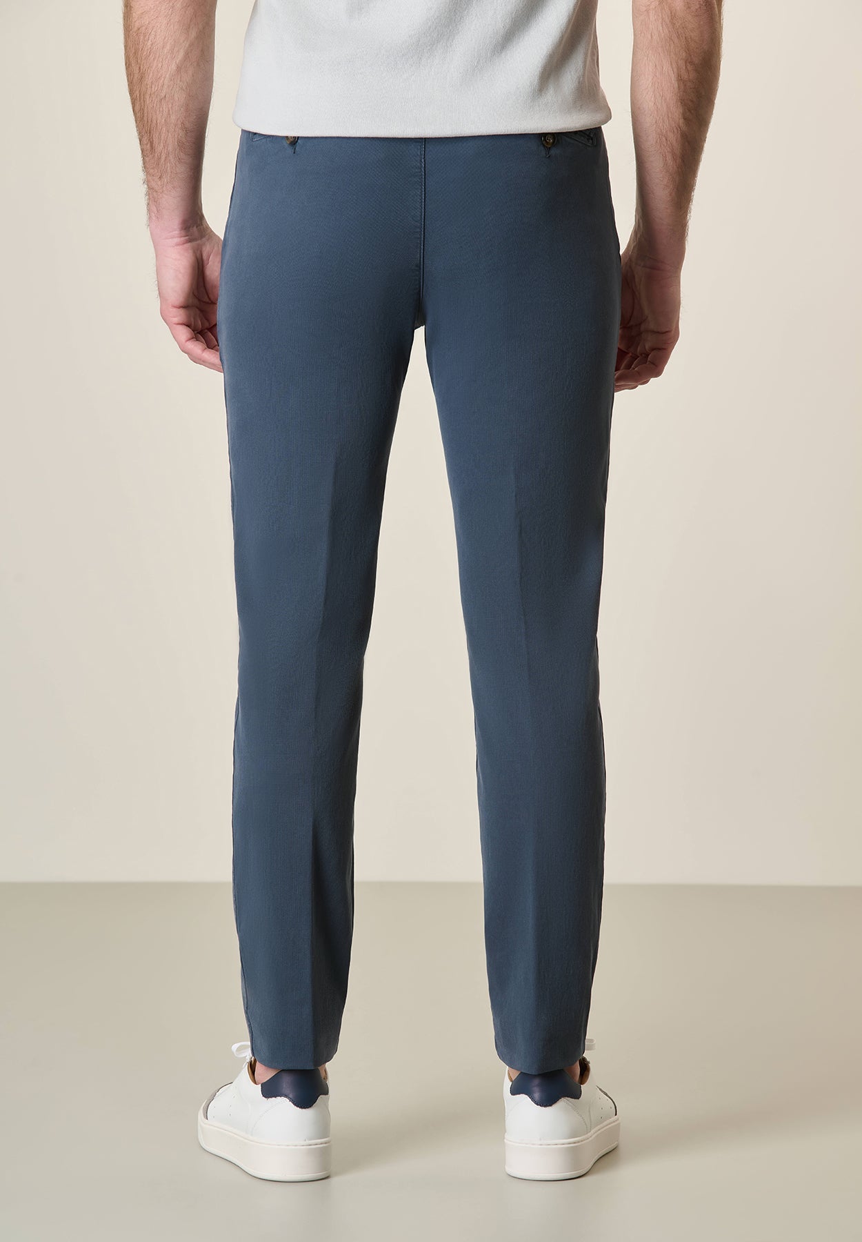 Slim-Fit Stretch Tencel Cotton Blue Trousers
