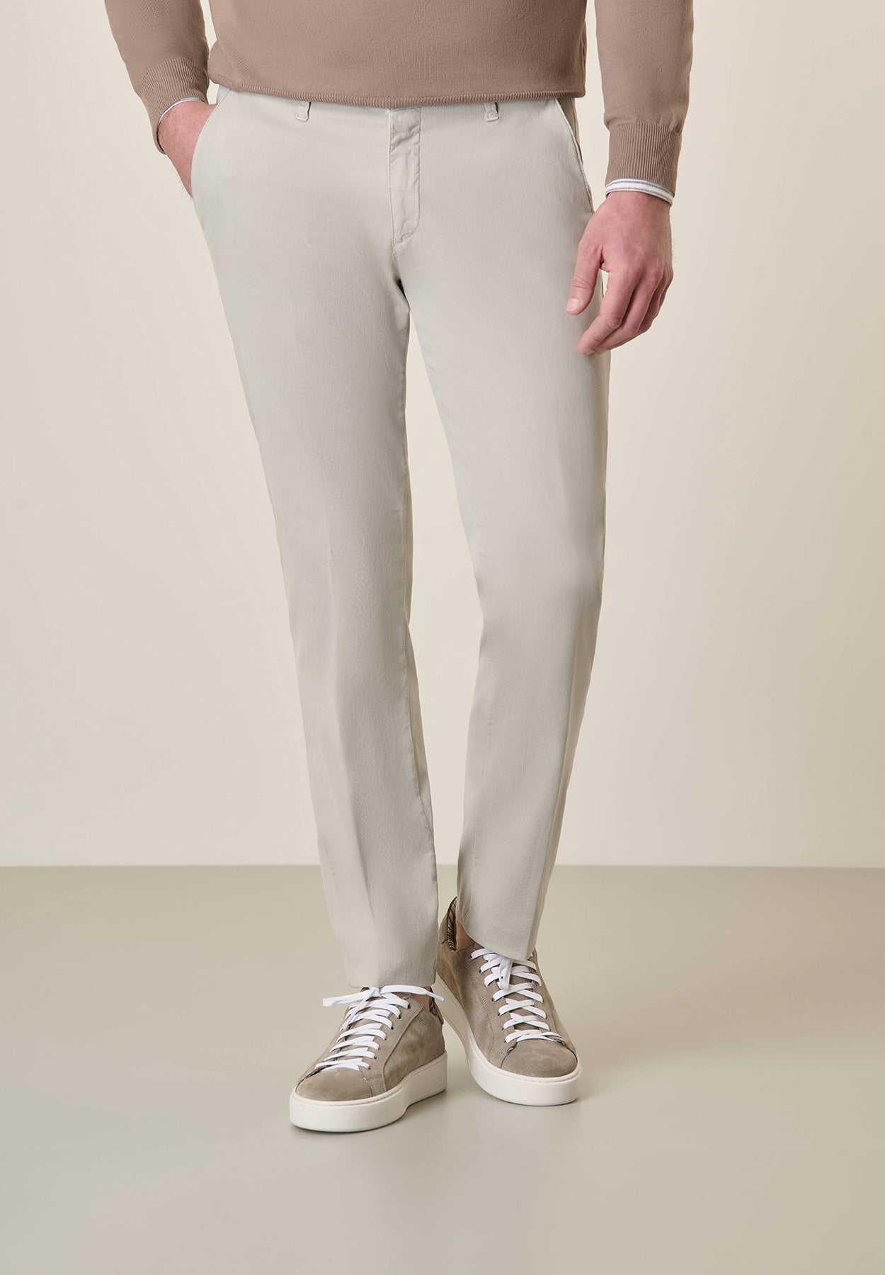 Slim-Fit Stretch Tencel Cotton Grey Trousers