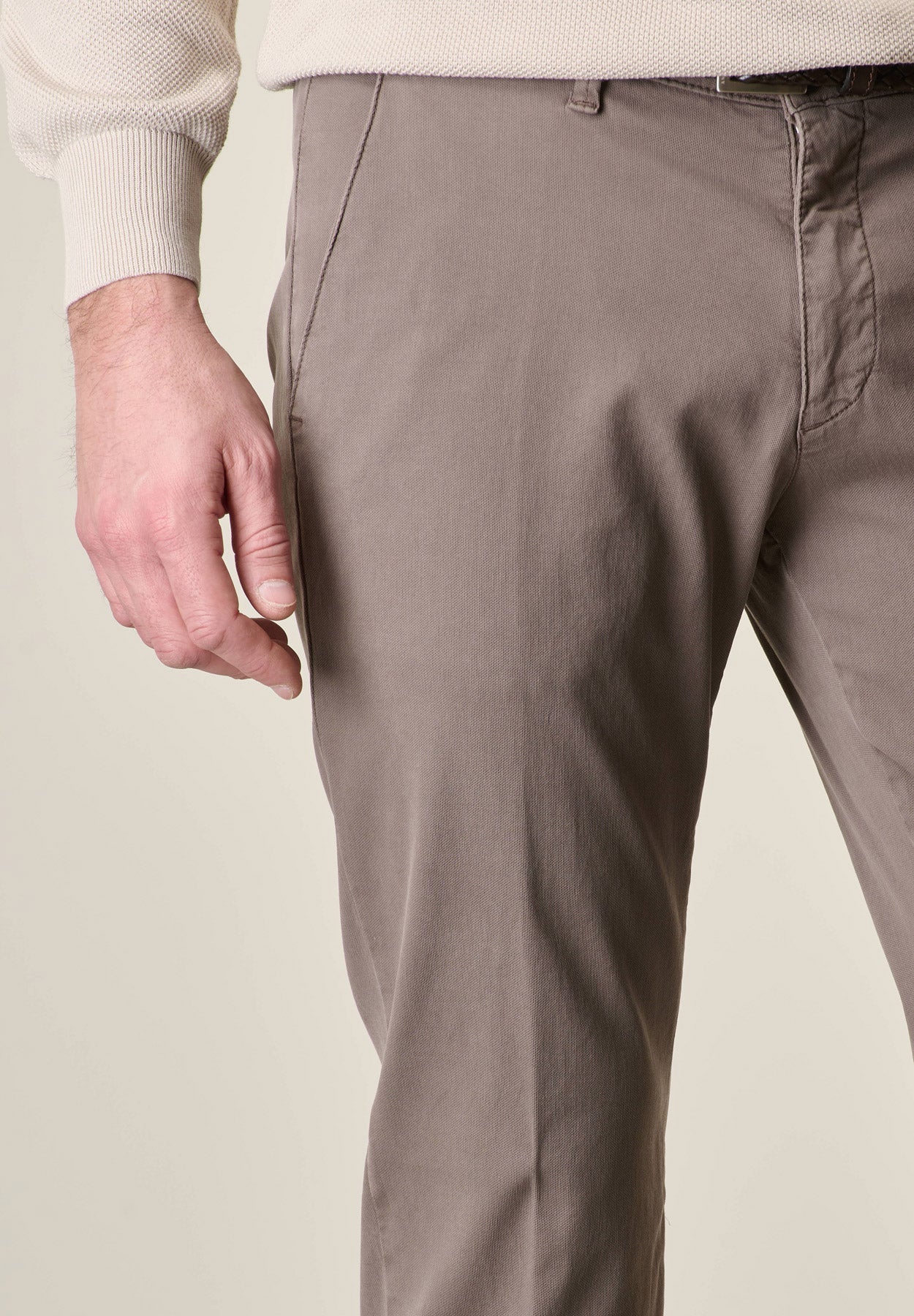 Brown Slim-Fit Stretch Tencel Cotton Trousers