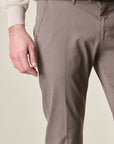 Brown Slim-Fit Stretch Tencel Cotton Trousers