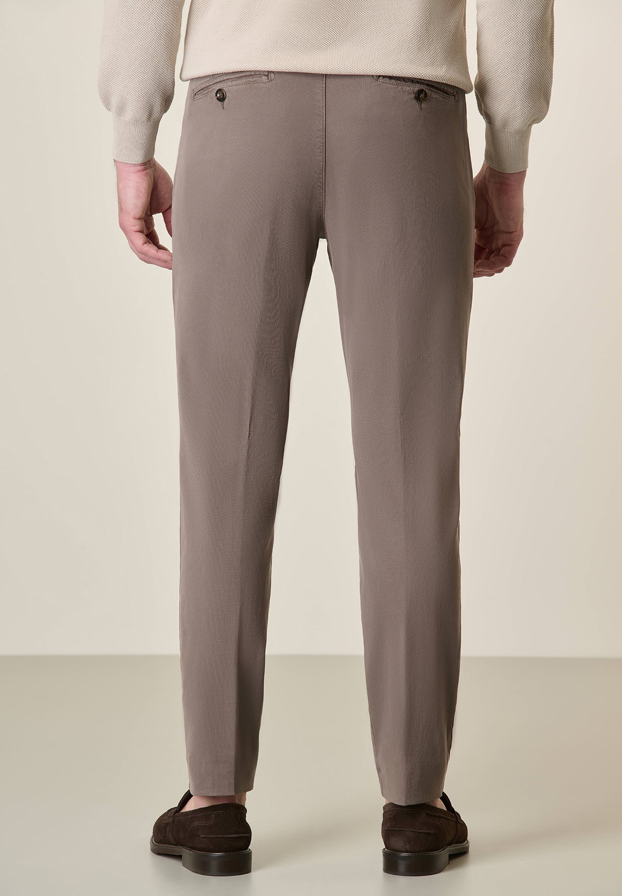 Brown Slim-Fit Stretch Tencel Cotton Trousers
