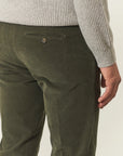 Pantalone verde militare fustagno jacquard slim fit-Angelico