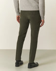 Slim-fit military green jacquard moleskin trousers