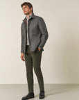 Slim-fit military green jacquard moleskin trousers