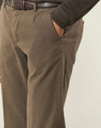 Brown stretch cotton slim fit trousers