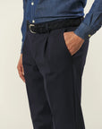 Custom fit stretch jersey blue trousers