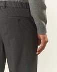 Anthracite trousers in technical wool with drawstring