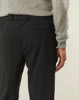 Black technical wool trousers with drawstring