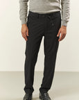 Black technical wool trousers with drawstring
