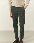 Green stretch cotton regular fit trousers