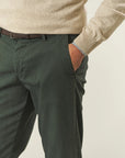Green stretch cotton regular fit trousers