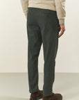 Green stretch cotton regular fit trousers