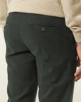Green stretch cotton slim fit trousers