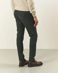 Green stretch cotton slim fit trousers