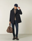 Blue double-breasted wool blend peacoat