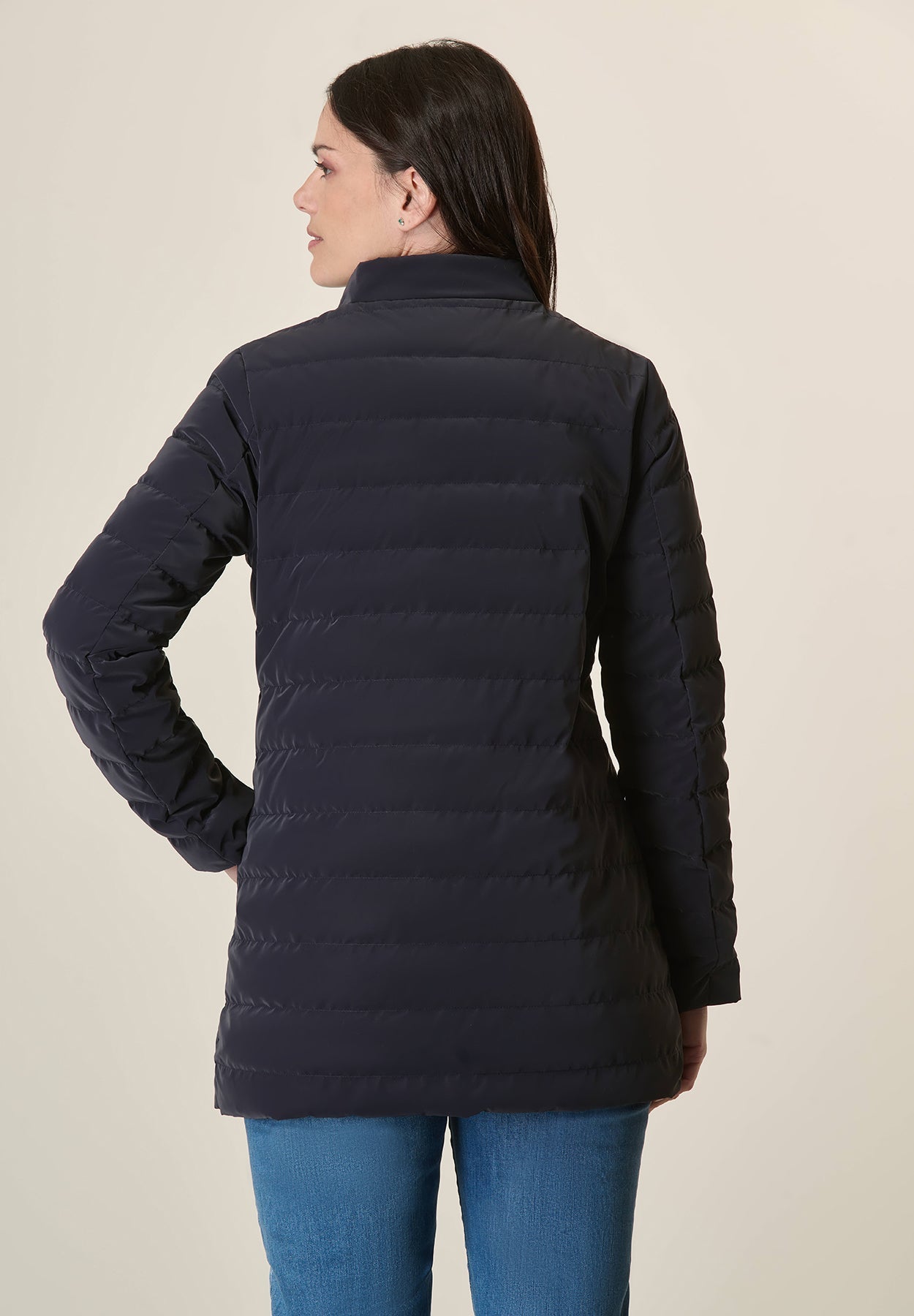 Reversible Mid-Length Blue Down Jacket