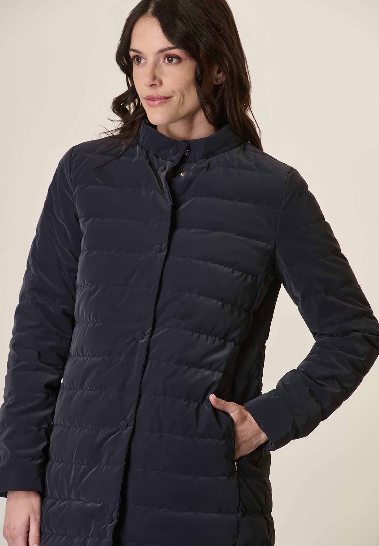 Reversible Mid-Length Blue Down Jacket
