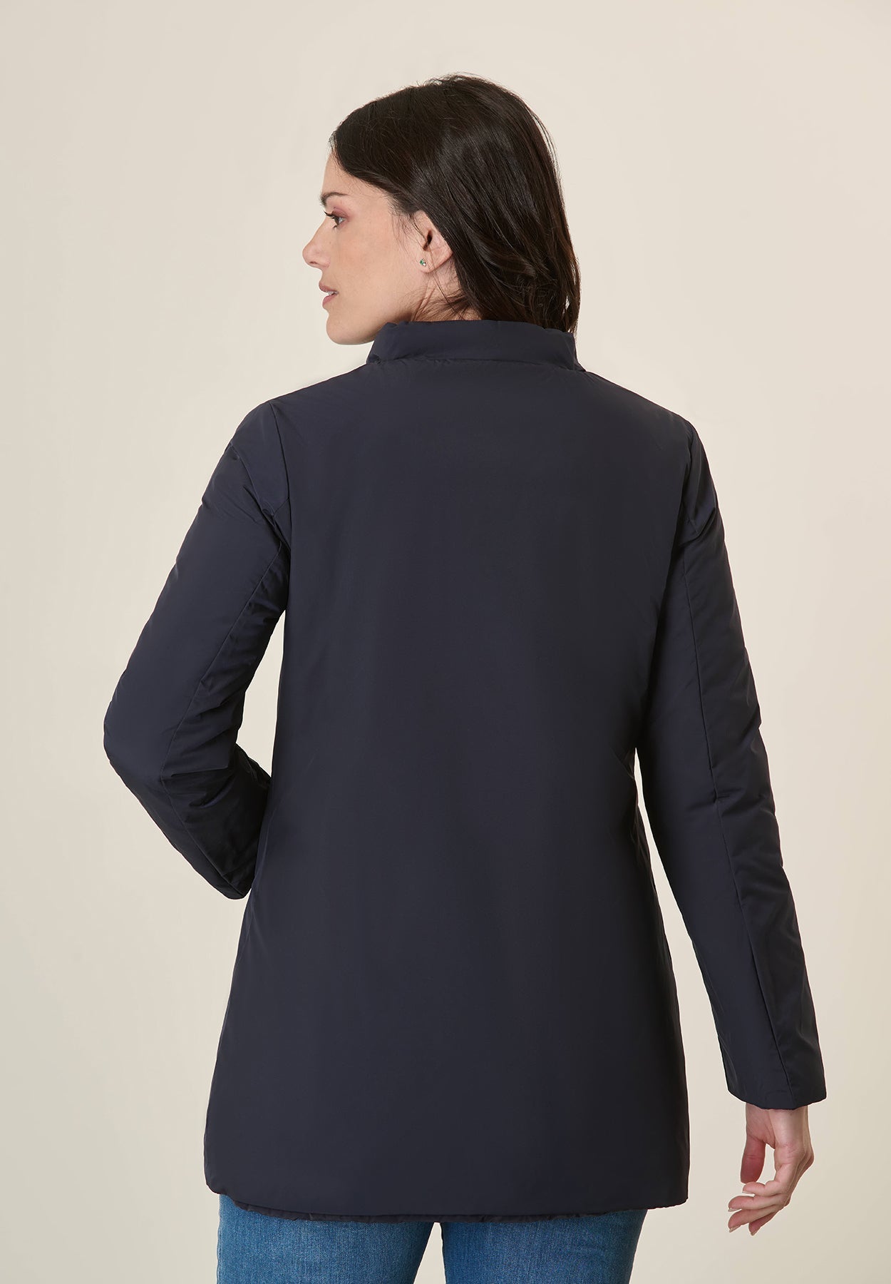 Reversible Mid-Length Blue Down Jacket