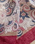 Strawberry red linen patterned clutch bag