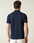Navy blue derby piquet cotton polo shirt
