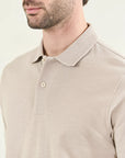 Beige polo shirt in slub cotton pique