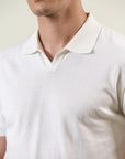 White tricotina cotton derby polo shirt