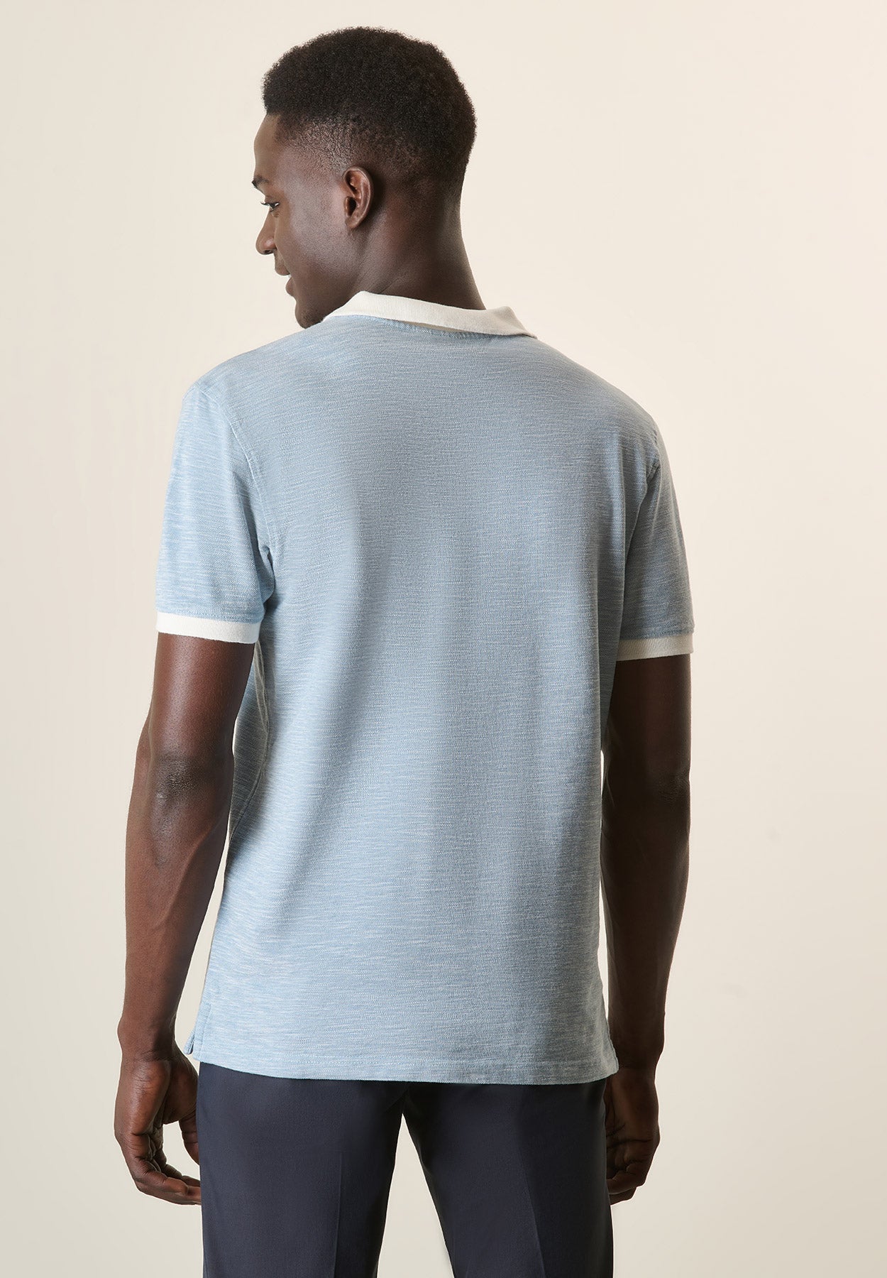 Light Blue Cotton Slub Derby Polo Shirt