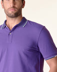 Polo viola cotone colletto jacquard-Angelico